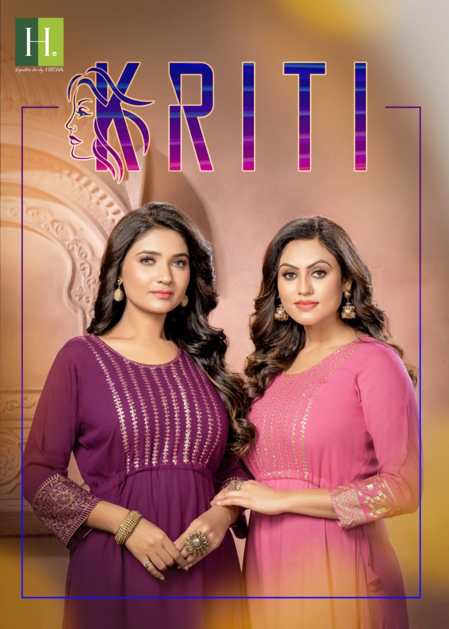 Hirwa Kriti Fancy Ethnic Wear Wholesale Anarkali Kurtis
